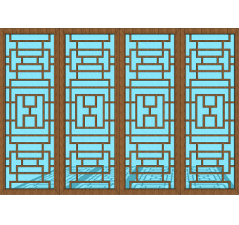 中式窗草图大师模型,中式窗SU模型下载