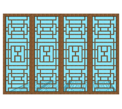 中式窗草图大师模型,中式窗SU模型下载