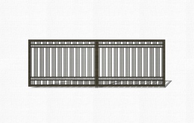 新中式铁艺大门草图大师模型，院门大门sketchup模型免费下载