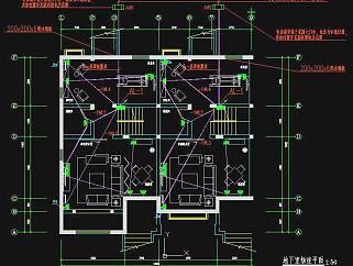 上海三层的双拼别墅电气设计CAD施工图，双拼别墅电气设计CAD图纸下载