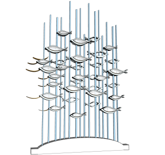 现代游鱼小品雕塑su模型,摆件草图大师模型下载