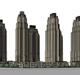 现代高层办公楼草图大师模型，高层办公楼sketchup模型免费下载