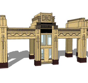 欧式入口大门草图大师模型下载，入口大门sketchup模型
