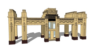 欧式入口大门草图大师模型下载，入口大门sketchup模型