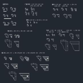 罗马线条集素材图，CAD图纸下载