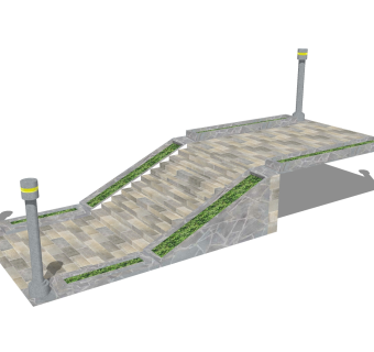 现代大理石单跑楼梯草图大师模型，大理石单跑楼梯sketchup模型免费下载