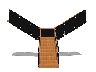 现代钢结构双分式平行楼梯草图大师模型，钢结构双分式平行楼梯sketchup模型免费下载