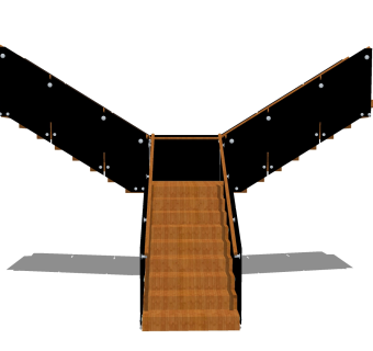 现代钢结构双分式平行楼梯草图大师模型，钢结构双分式平行楼梯sketchup模型免费下载