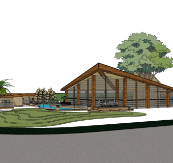 现代售楼处建筑方案草图大师模型，售楼部建筑sketchup模型免费下载