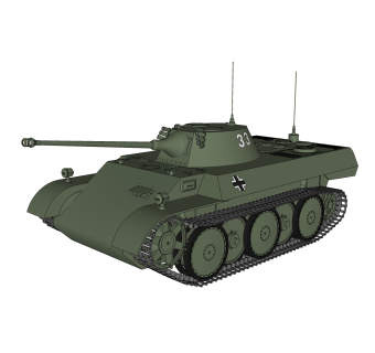 德国VK-1602豹式坦克草图大师模型，豹式坦克su模型下载