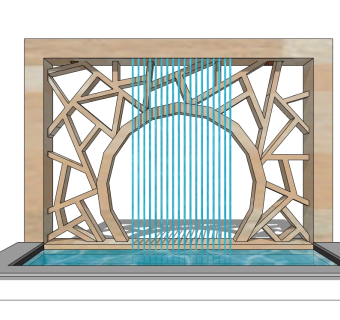 现代景观墙SU模型下载，景观墙skb模型分享