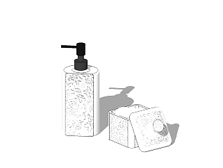现代沐浴露肥皂sketchup模型，洗漱用品草图大师模型下载