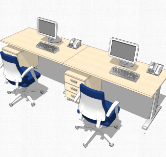现代简约办公桌su模型，办公桌草图大师模型下载