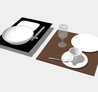  现代餐具草图大师模型，餐具sketchup模型下载