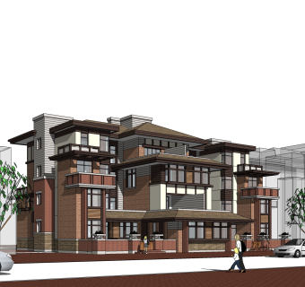 现代欧式私人别墅外观草图大师模型，SU模型免费下载