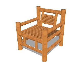 现代竹椅sketchup模型，竹椅草图大师模型下载