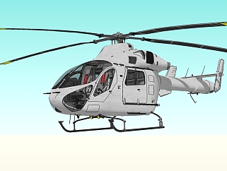 现代直升机草图大师模型，直升机sketchup模型