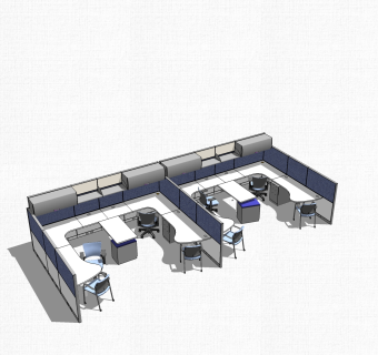 现代隔断办公桌草图大师模型，办公桌skp模型下载