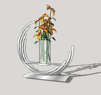 现代花瓶花卉组合草图大师模型，花瓶花卉sketchup模型下载