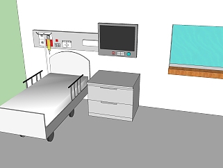 现代<em>医院</em>病房sketchup模型，<em>医院</em>病房草图大师模型下载