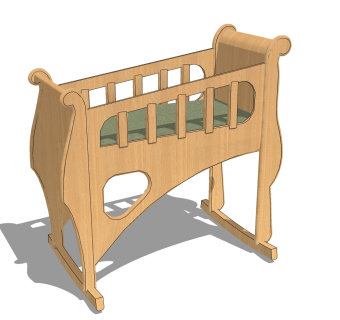 现代婴儿床草图大师模型，婴儿床SU模型下载