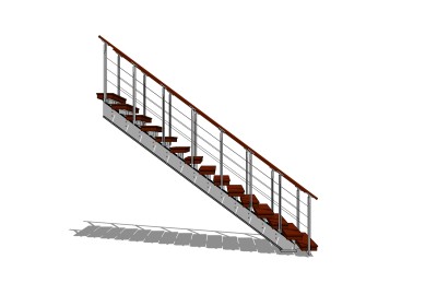 现代钢结构单跑楼梯草图大师模型，钢结构单跑楼梯sketchup模型免费下载