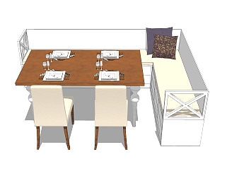 现代<em>简约餐桌</em>椅草图大师模型，餐桌椅skb文件
