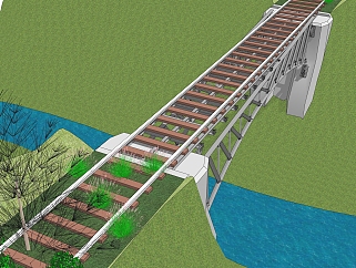 铁路桥草图大师模型设计下载，sketchup铁路<em>桥su模型</em>分享