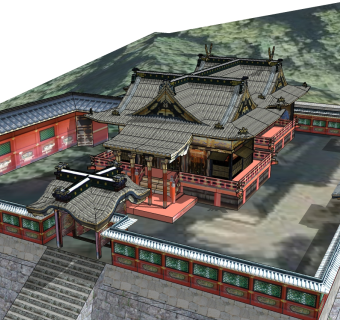 日式山地庭院建筑草图大师模型下载、山地庭院su模型下载