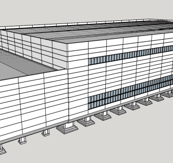 现代工业厂房skp文件下载，厂房草图大师模型