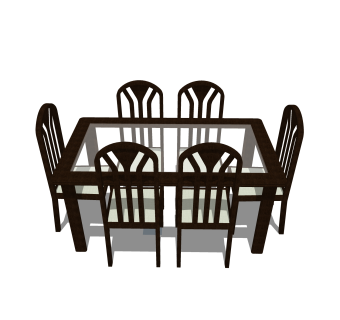 中式餐桌椅草图大师模型，餐桌椅skb文件下载