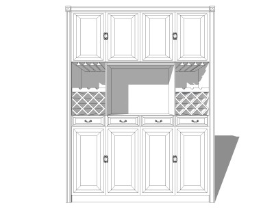 简欧多功能酒柜草图大师模型，柜子sketchup模型下载