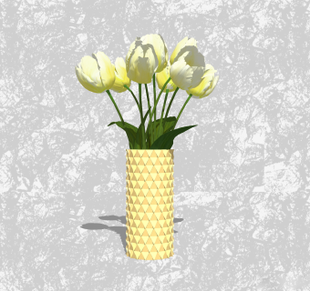 郁金香插花草图大师模型，花瓶花艺sketchup模型下载