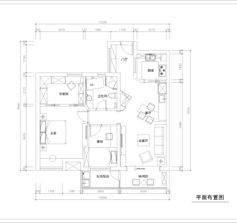 祥细家装户型图三居CAD，免费下载