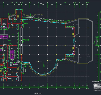 食堂平面布置设计图，食堂施工图dwg文件下载