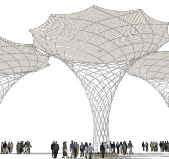 现代张拉膜雨棚草图大师模型，张拉膜雨棚skp文件下载