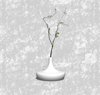 龙爪柳插花草图大师模型，花艺花瓶sketchup模型下载