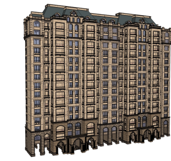 欧式公寓外观草图大师模型，公寓sketchup模型下载