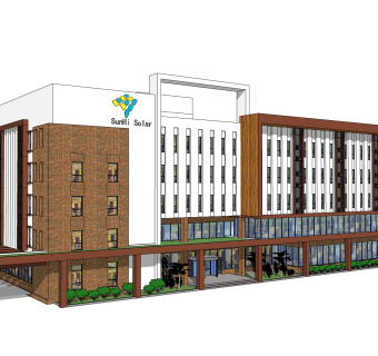 现代办公楼外观草图大师模型，办公楼外观sketchup模型免费下载