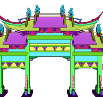 徽派牌坊建筑草图大师模型下载、徽派牌坊建筑su模型下载