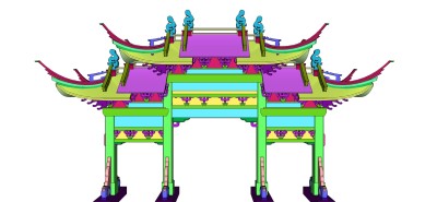 徽派牌坊建筑草图大师模型下载、徽派牌坊建筑su模型下载