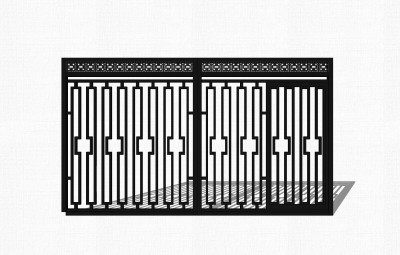 新中式铁艺大门草图大师模型，院门大门sketchup模型免费下载