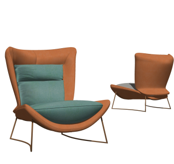 现代布艺单人沙发su模型，单人沙发sketchup模型下载