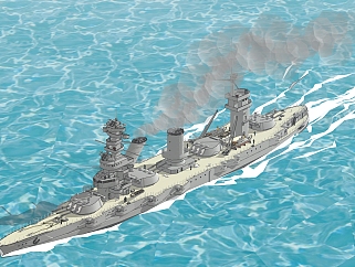 俄国甘古特级马拉号战列舰sketchup模型，战舰skp模型下载