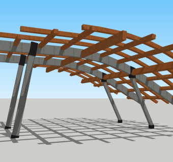 现代景观廊架草图大师模型，景观廊架sketchup模型下载