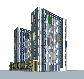 现代高层办公楼草图大师模型，高层办公楼sketchup模型免费下载