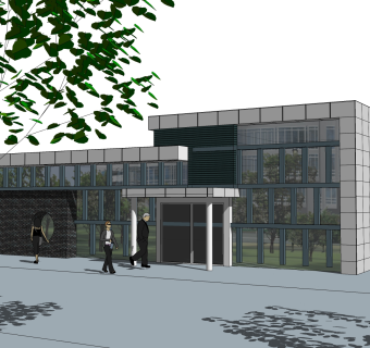 现代售楼处建筑方案草图大师模型，建筑构件sketchup模型免费下载