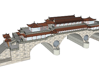 中式城楼建筑免费su模型下载、城楼建筑草图大师模型下载