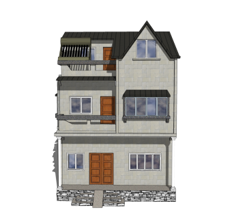 现代风格别墅草图大师模型下载，别墅SKP模型下载