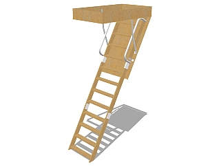 现代实木折叠楼梯草图大师模型，实木折叠楼梯sketchup模型免费下载